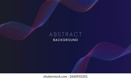 Linhas de onda brilhantes abstratas em um plano de fundo azul escuro. Padrão de onda abstrata fluindo com um toque moderno. Ideal para banners, cartazes, capas, brochuras, folhetos e sites.