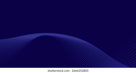 Líneas de onda brillantes Abstractas sobre fondo azul oscuro. Moderno