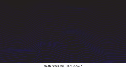 Líneas de onda brillantes Abstractas sobre fondo azul oscuro. Patrón de onda dinámica. Líneas onduladas que fluyen modernas. Concepto de tecnología futurista. Traje para el Anuncio, cartel, cubierta, folleto, volante, Sitio web
