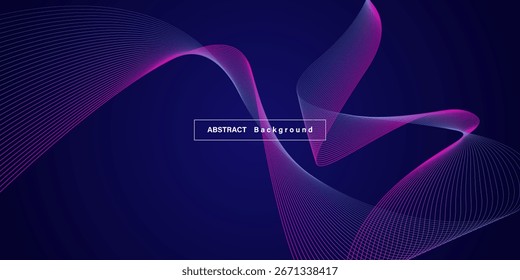 Líneas de onda brillantes Abstractas sobre fondo azul oscuro. Patrón de onda dinámica. Líneas onduladas que fluyen modernas. Concepto de tecnología futurista. Traje para el Anuncio, cartel, cubierta, folleto, volante, Sitio web