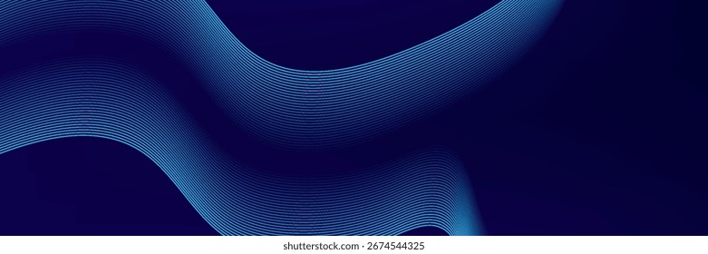 Linhas de onda brilhantes abstratas em fundo azul escuro. Padrão de onda dinâmica. eps10,website
