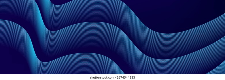 Abstract glowing wave lines on dark blue background. Dynamic wave pattern. vector illustrator,web
