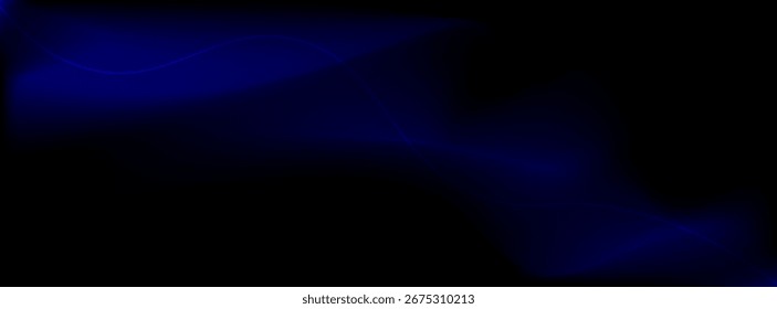 Abstrakte leuchtende Wellenlinien auf dunkelblauem Hintergrund. Dynamisches Wellenmuster. Moderne fließende Wellenlinien. Futuristisches Technologiekonzept. Anzug für Banner, Poster, Cover, Broschüre, Flyer, Website