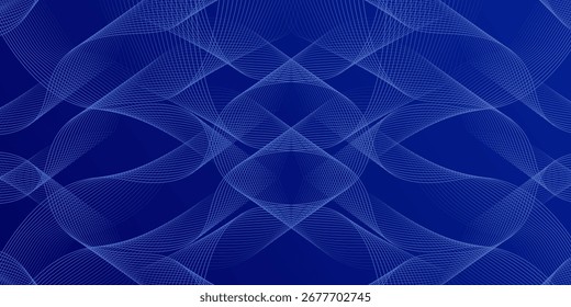 Líneas de onda brillantes Abstractas sobre fondo azul oscuro. Patrón de onda dinámica. Líneas onduladas que fluyen modernas. Concepto de tecnología futurista. Traje para el Anuncio, cartel, cubierta, folleto, volante, Sitio web