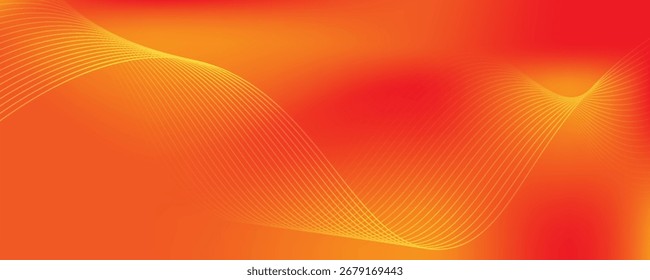 Líneas de onda brillantes Abstractas sobre fondo naranja. Patrón de onda dinámica. Líneas onduladas que fluyen modernas. Concepto de tecnología futurista. Traje para el Anuncio, cartel, cubierta, folleto, volante, Sitio web