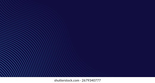 Líneas de onda brillantes Abstractas sobre fondo azul oscuro. Patrón de onda dinámica.  Concepto de tecnología futurista. Traje para el Anuncio, cartel, cubierta, folleto, volante, websitebackground