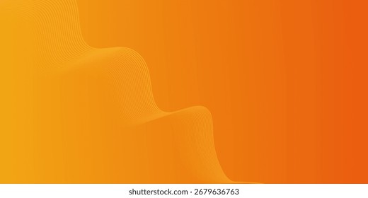 Linhas de onda brilhantes abstratas em plano de fundo laranja. Padrão de onda dinâmico. Modernas linhas onduladas fluindo. 