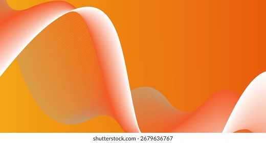 Linhas de onda brilhantes abstratas em plano de fundo laranja. Moderno Design na moda em vetor EPS 10