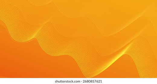 Líneas de onda brillantes Abstractas sobre fondo naranja. Patrón de onda dinámica. Líneas onduladas que fluyen modernas. Concepto de tecnología futurista. Vector Eps 10