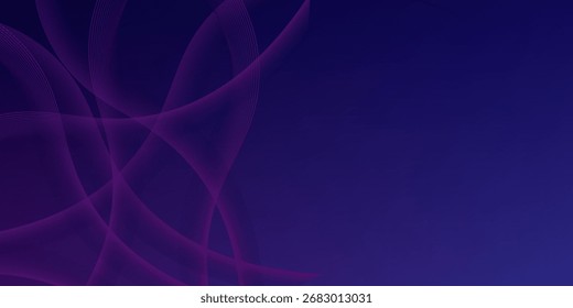 Abstrakte leuchtende Wellenlinien auf dunkelblauem Hintergrund. Dynamisches Wellenmuster. Moderne fließende Wellenlinien. Futuristisches Technologiekonzept. Anzug für Banner, Poster, Cover, Broschüre, Flyer, Website
