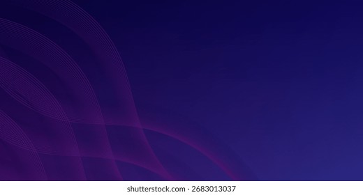 Abstract glowing wave lines on dark blue background. Dynamic wave pattern. Modern flowing wavy lines. Futuristic technology concept. Suit for banner, poster, cover, brochure, flyer, website