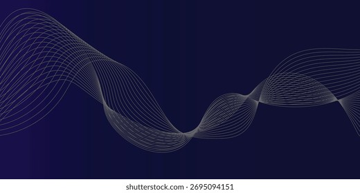 Abstract glowing wave lines on dark blue background. Dynamic wave pattern. Modern flowing wavy lines. Futuristic technology concept. eps 10