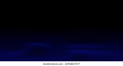 Abstract glowing wave lines on dark blue background. Dynamic wave pattern. Modern flowing wavy lines. Futuristic technology concept.