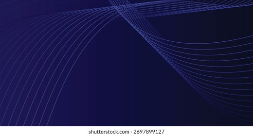 Abstract glowing wave lines on dark blue background. Dynamic wave pattern. Modern flowing wavy lines. 