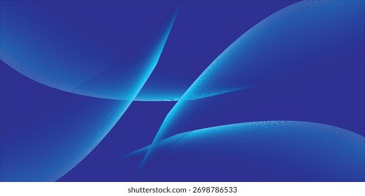 Abstract glowing wave lines on blue background. Dynamic wave pattern. Modern flowing wavy lines. Futuristic technology concept. Suit for banner, poster, cover, brochure, flyer, website
