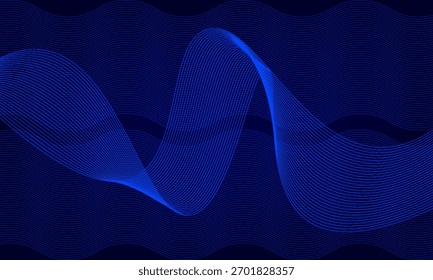 Abstract glowing wave lines on dark blue background. Dynamic wave pattern. Modern flowing wavy lines.