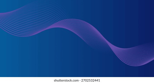 Abstract glowing wave lines on dark blue background. Dynamic wave pattern. Modern flowing wavy lines. Futuristic technology concept. Suit for banner, poster, cover, brochure, flyer, website