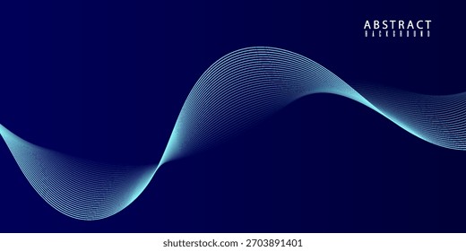 Abstract glowing wave lines on dark blue background. Dynamic wave pattern. Modern flowing wavy lines. Futuristic technology concept. EPS10, website