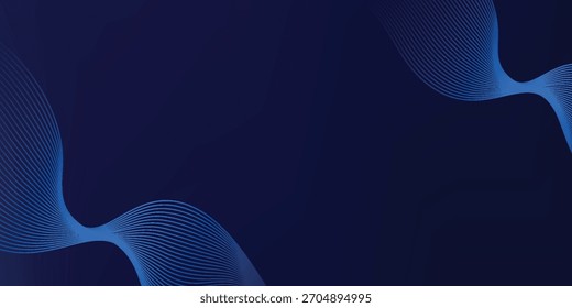 Abstract glowing wave lines on dark blue background. Dynamic wave pattern. Modern flowing wavy lines. Futuristic technology concept.eps10