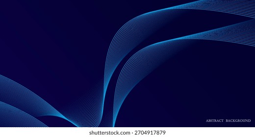Abstract glowing wave lines on dark blue background. Dynamic wave pattern. Modern flowing wavy lines. Futuristic technology concept.