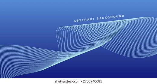 Abstract glowing wave lines on dark blue background. Dynamic wave pattern. Modern flowing wavy lines. Futuristic technology concept. Suit for banner, poster, cover, brochure, flyer, website