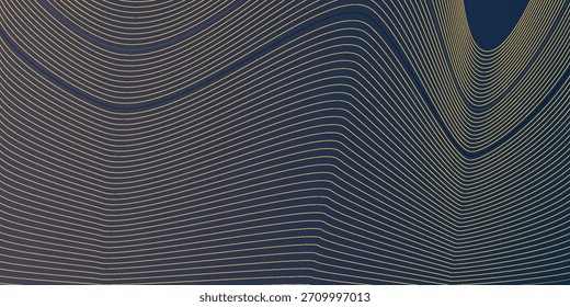 Abstract glowing wave lines on dark blue background. Dynamic wave pattern. Modern flowing wavy lines. Futuristic technology concept.