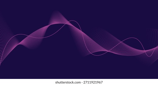 abstract glowing wave lines on dark blue background. dynamic wave pattern. modern flowing wavy lines. futuristic technology concept. suit for banner, poster, cover, brochure,eps.10