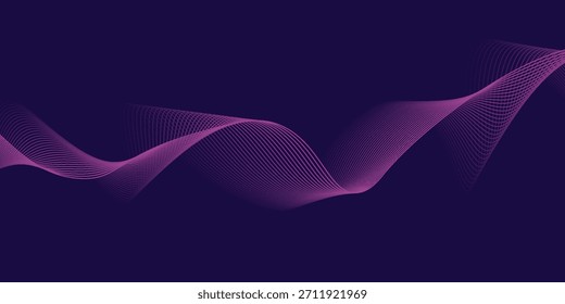 Líneas de onda brillantes abstractas sobre fondo azul oscuro. patrón de onda dinámico. líneas onduladas fluidas modernas. concepto de tecnología futurista. traje para Anuncio, póster, cubierta, folleto, EPS.10