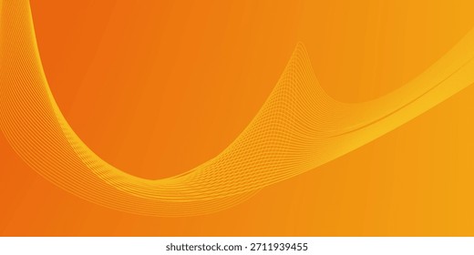 Linhas de onda brilhantes abstratas em plano de fundo laranja.