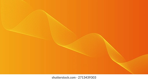 Líneas de onda brillantes Abstractas sobre fondo naranja. Patrón de onda dinámica. Líneas onduladas que fluyen modernas. Concepto de tecnología futurista. Traje para el Anuncio, cartel, cubierta, folleto, volante, Sitio web