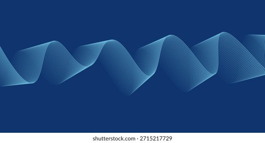 Abstract glowing wave lines on dark blue background. Dynamic wave pattern. Modern flowing wavy lines. Futuristic technology concept. Suit for banner, poster, cover, brochure, flyer, website