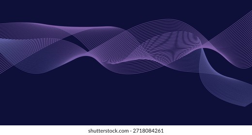Líneas de onda brillantes Abstractas sobre fondo azul claro. Líneas onduladas que fluyen modernas. Patrón de onda dinámica. Concepto futurista. Traje para el Anuncio, cartel, cubierta, folleto, volante, Sitio web