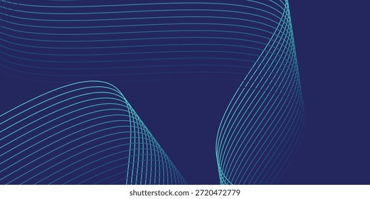 Líneas de onda brillantes Abstractas sobre fondo azul oscuro. Patrón de onda dinámica. Líneas onduladas que fluyen modernas. Concepto de tecnología futurista.
