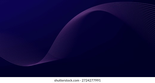 Abstract glowing wave lines on dark blue background. Dynamic wave pattern. Modern flowing wavy lines. Futuristic technology concept.eps,10