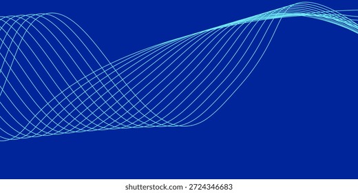 Líneas de onda brillantes Abstractas sobre fondo azul oscuro. Patrón de onda dinámica. Líneas onduladas que fluyen modernas. Concepto de tecnología futurista. Traje para el Anuncio, cartel, cubierta, folleto, volante, Sitio web