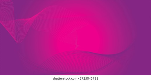 Líneas de onda brillantes Abstractas sobre fondo púrpura oscuro.