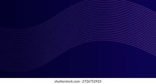Abstract glowing wave lines on dark blue background. Dynamic wave pattern. Modern flowing wavy lines. Futuristic technology concept. Suit for banner, poster, cover, brochure, flyer, website.eps10

