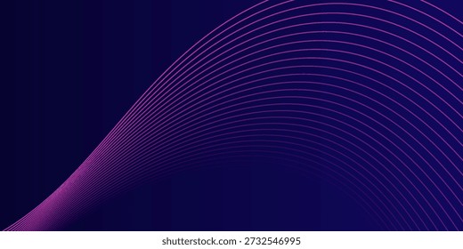 Líneas de onda brillantes Abstractas sobre fondo azul oscuro. Patrón de onda dinámica. Líneas onduladas que fluyen modernas. Concepto de tecnología futurista. Traje para el Anuncio, cartel, cubierta, folleto, volante, Sitio web