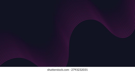 Abstract glowing wave lines on dark blue background. Modern flowing wavy lines. eps 10