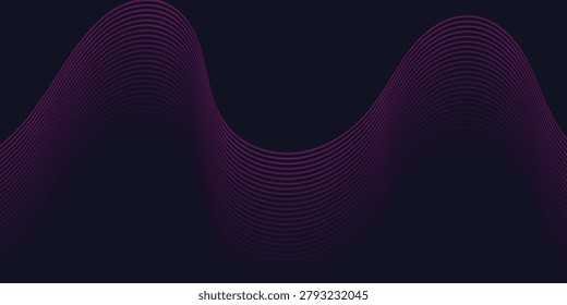 Abstract glowing wave lines on dark blue background. Modern flowing wavy lines. eps 10