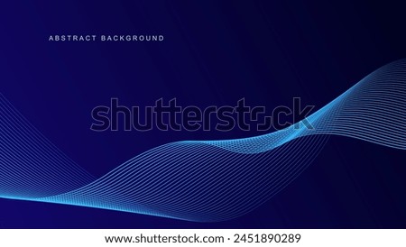 Abstract glowing wave lines on dark blue background. Dynamic wave pattern. Modern flowing wavy lines. Futuristic technology concept. Suit for banner, poster, cover, brochure, flyer, website