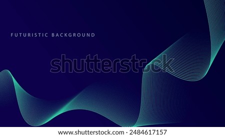 Abstract glowing wave lines on dark blue background. Dynamic wave pattern. Modern flowing wavy lines. Futuristic technology concept. Suit for banner, poster, cover, brochure, flyer, website