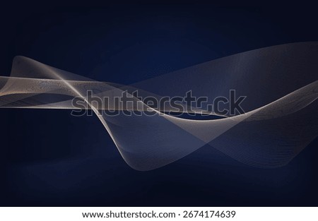 Abstract glowing wave lines on a dark blue background. Dynamic wave pattern. Abstract background with flowing particles. Dynamic waves. vector illustration.
