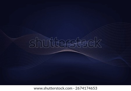 Abstract glowing wave lines on a dark blue background. Dynamic wave pattern. Abstract background with flowing particles. Dynamic waves. vector illustration.