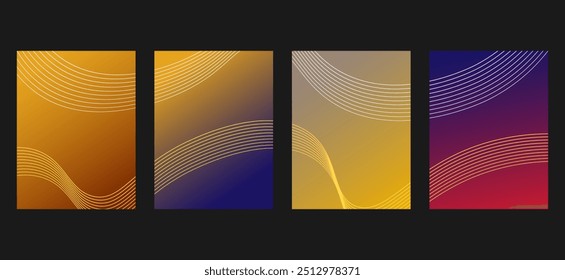 Abstract glowing wave lines set. Dynamic wave pattern. Modern flowing wavy lines. Futuristic technology concept. Suit for banner, poster, cover, brochure, flyer, website