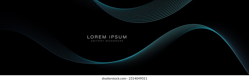 Abstract glowing wave on black background. Modern blue green gradient flowing wave lines. Shiny moving lines design element. Futuristic technology concept. Vector illustration