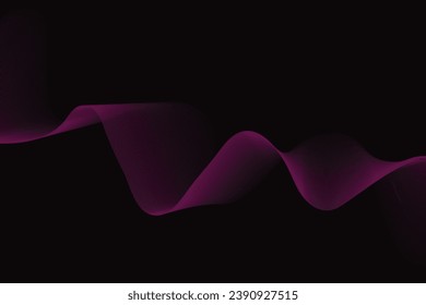 Abstract glowing wave pink  lines on dark background.