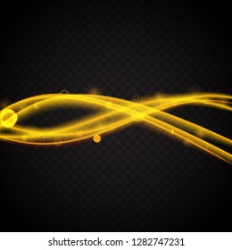 Abstract glowing waves with bokeh effects. Transparent light design element. Abstract background. Vector illustration