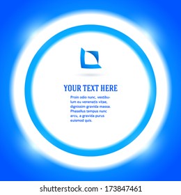 Abstract glowing white circle of paper on blue light background. Vector illustration EPS 10 for design website or flyer / presentation template / brochure layout page  / cover book or magazine