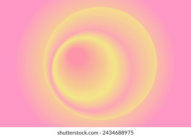 Abstract glowing yellow spectrum sphere or blurred circle gradient shape with pink background, soft round blended circle. Blurred aesthetic watercolor backdrop. Vintage light colors texture.